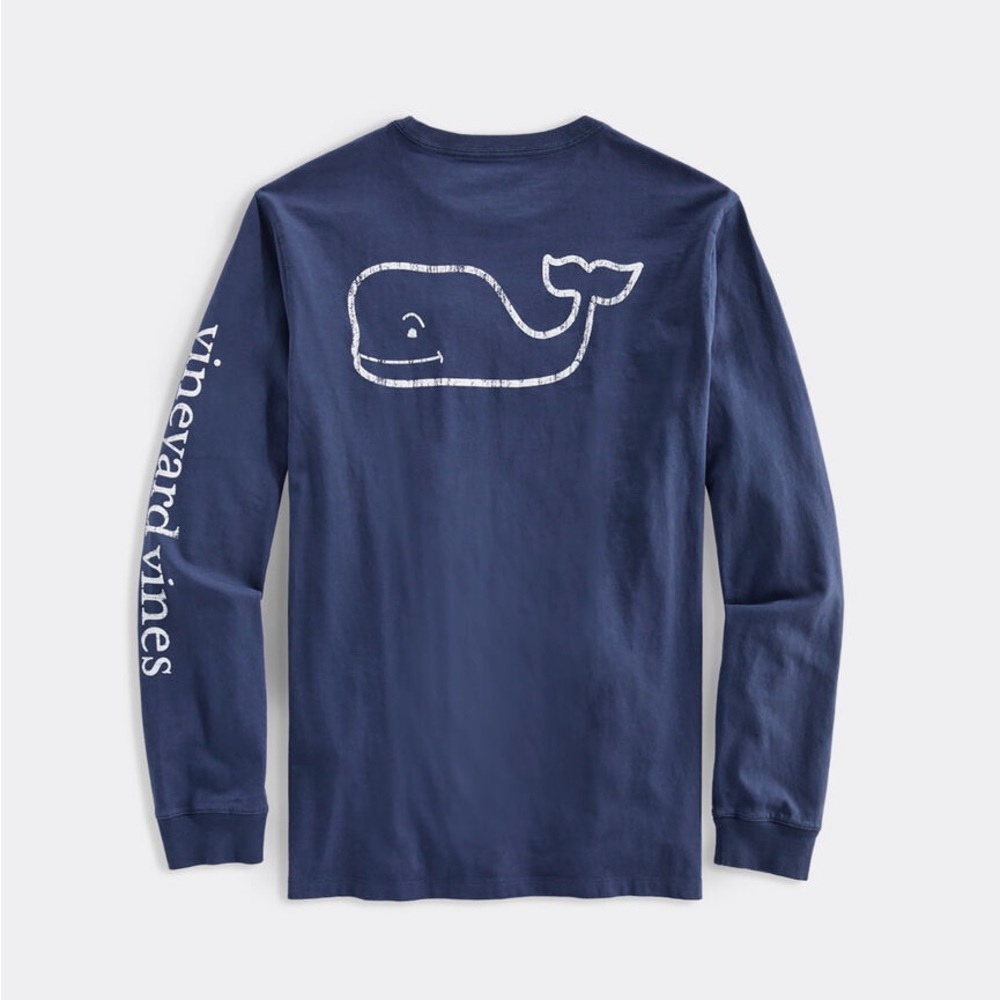 Vineyard Vines Vintage Whale Long-Sleeve Pocket Tee Blue Blazer Size‎ X-Small